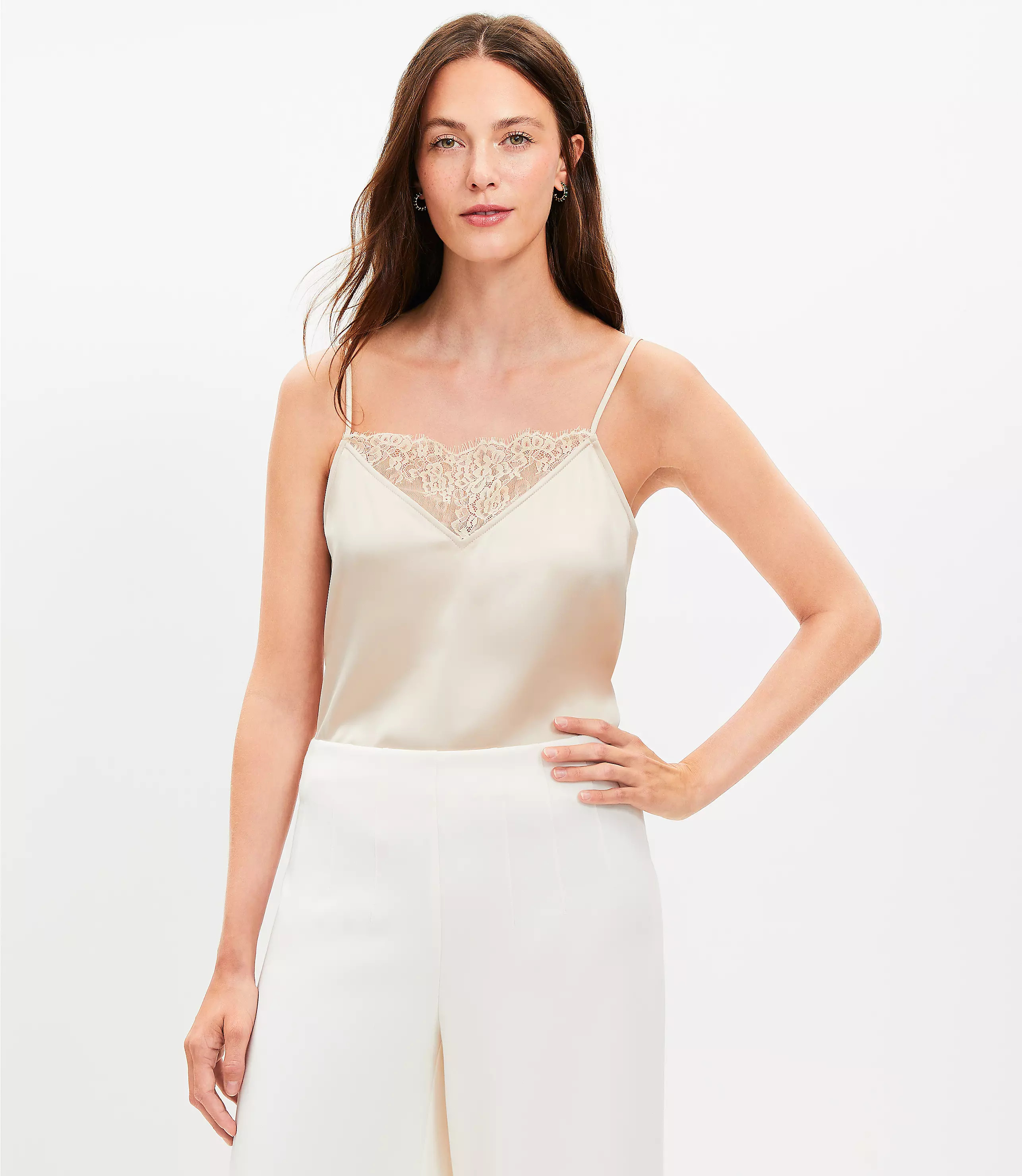 Lace Satin Cami | LOFT
