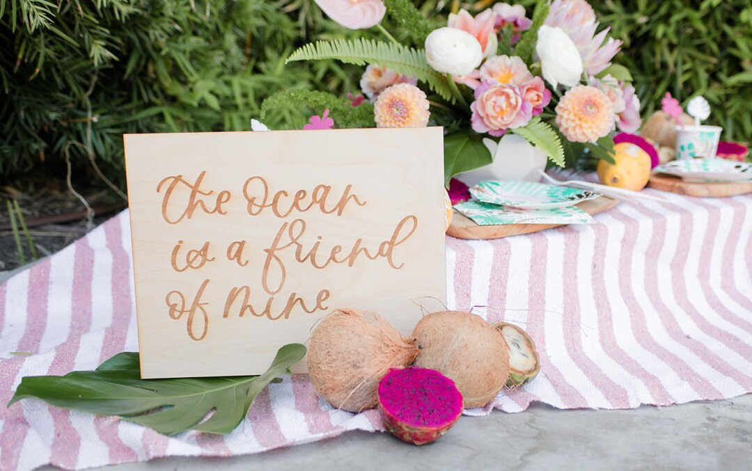 11x14" Moana Party Sign | The Ocean is a Friend of Mine | Birthday Party Sign | Calligraphy Wood ... | Etsy (US)