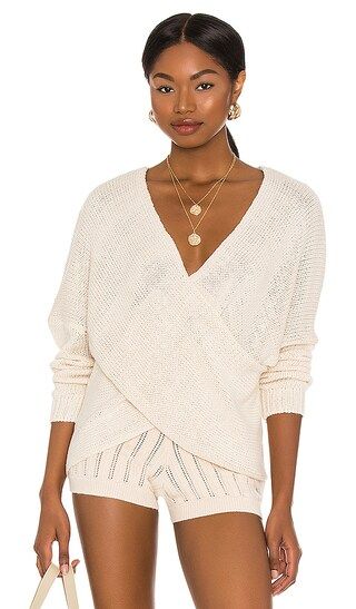 Double Cross Knit Sweater in Cream | Revolve Clothing (Global)