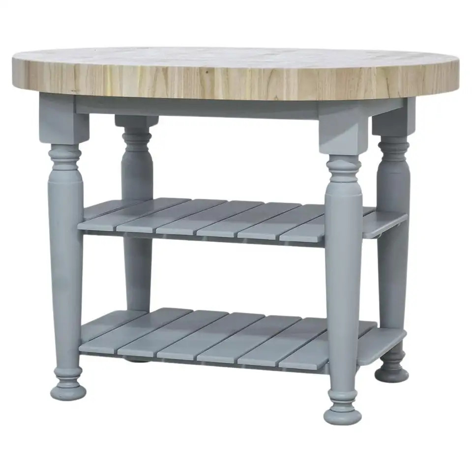 Farmhouse Butcher Block Kitchen Island | 1stDibs