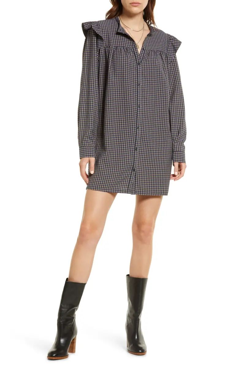 Treasure & Bond Plaid Ruffle Long Sleeve Minidress | Nordstrom | Nordstrom Canada