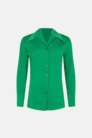 Satin Crepe Wide Collar Slim Fit Shirt | Warehouse UK & IE