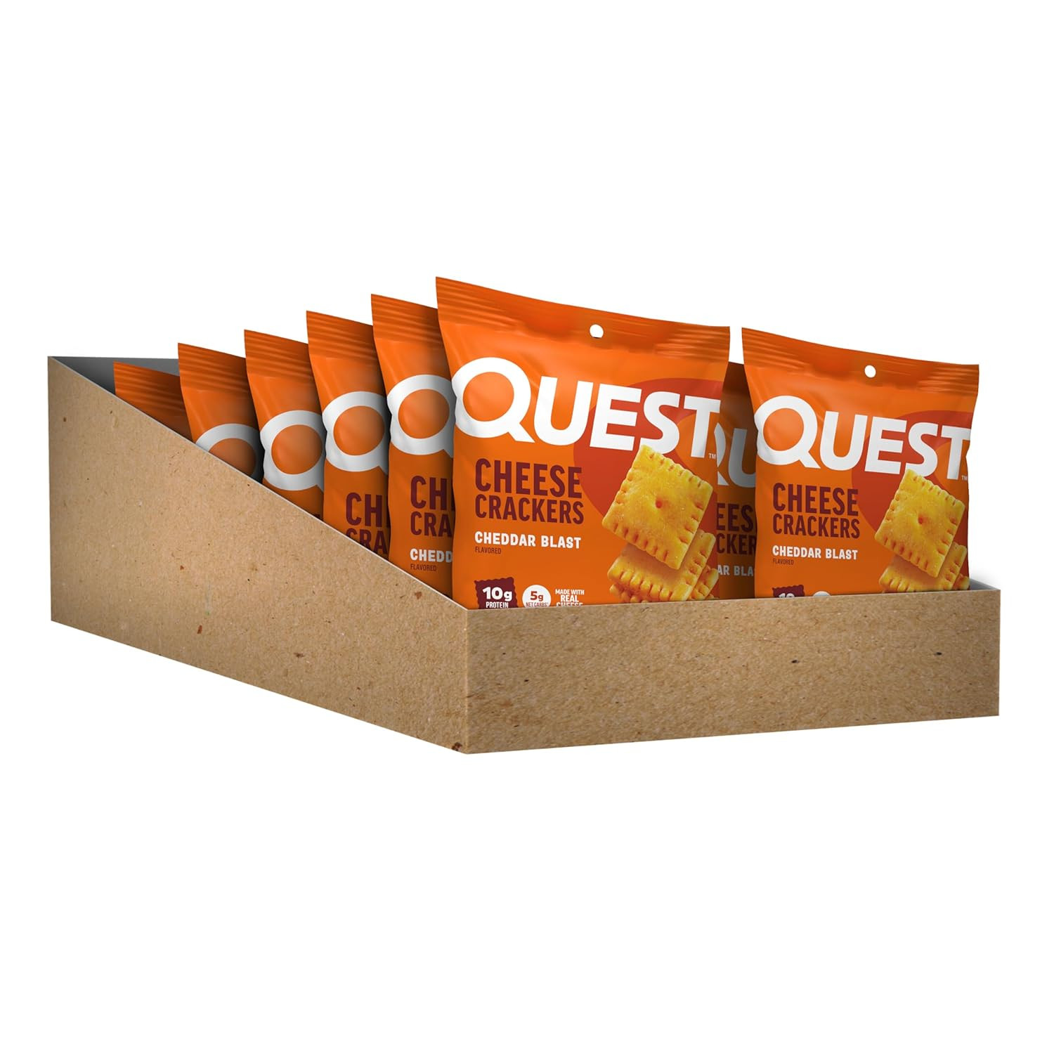 Quest Nutrition Cheese Crackers, Cheddar Blast, 10g Protein, 5g Net Carbs, 1g Sugar, Made with Re... | Amazon (US)