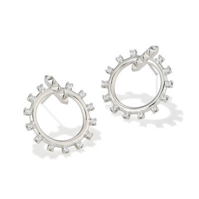 Kendra Scott Wesley Stud Earrings - Silver: Rhodium Over Brass, Post Closure, 0.85" Length, 5.2g Weight | Target