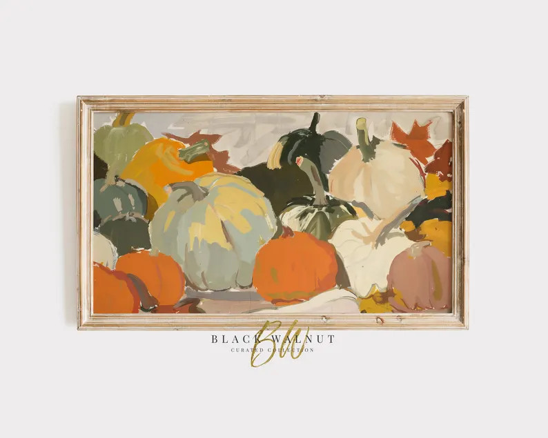 Frame TV  Art, Colorful Pumpkins Fall Abstract Rustic Modern Farmhouse Samsung Frame TV Art, Mid ... | Etsy (US)
