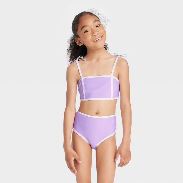 Girls' Solid 2pc Bikini Set - Cat & Jack™ Purple | Target