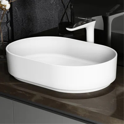 Solid Surface Basin Matte White - , Easy To Clean, . 15.35 In. Width, 22.79 Depth, 5.29 Height. 17.33 Lb. Weight. Contemporary. Pedestal Basin. Withou | Wayfair North America