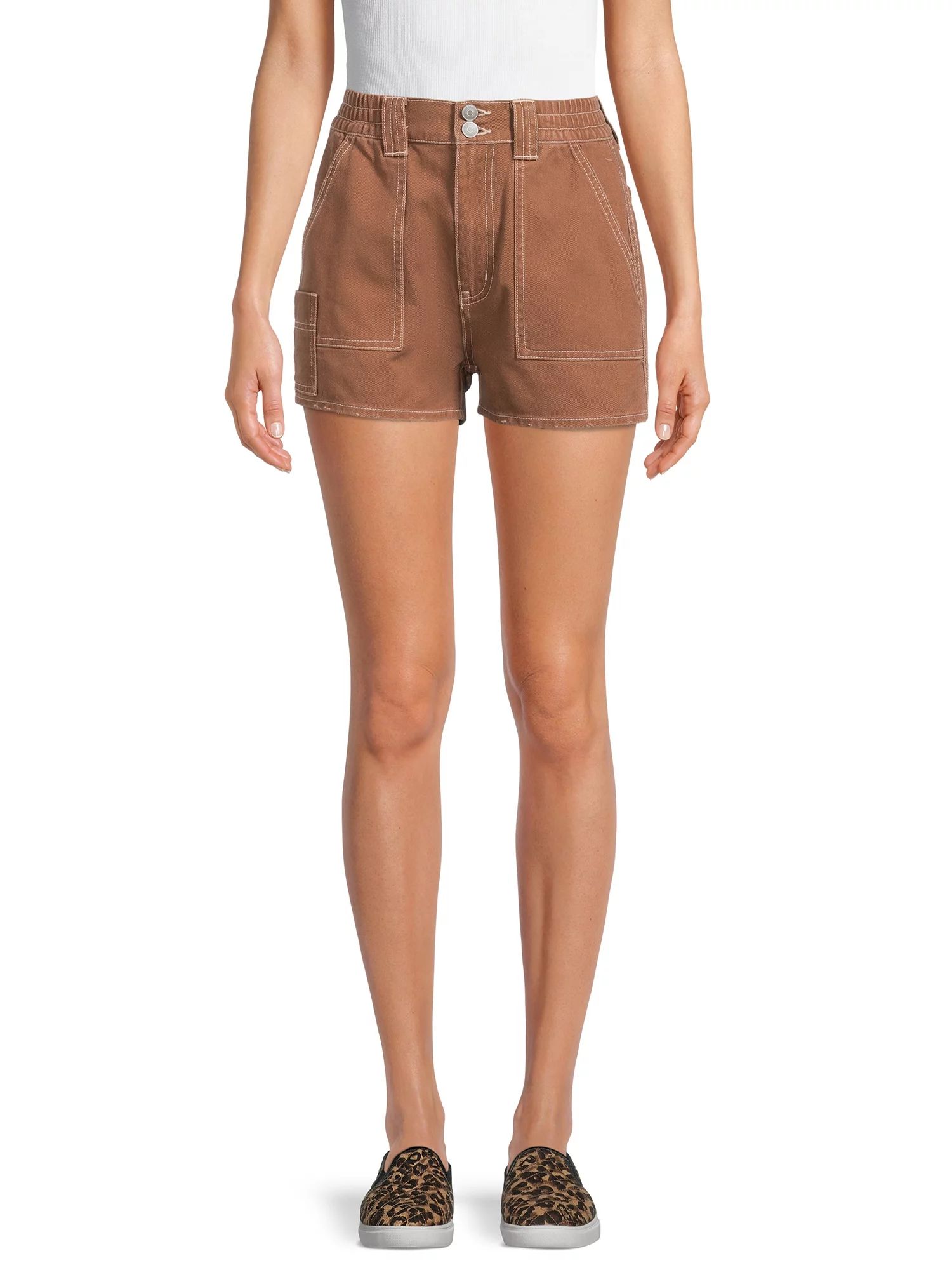 No Boundaries Juniors' Carpenter Elastic Waist Shorts | Walmart (US)