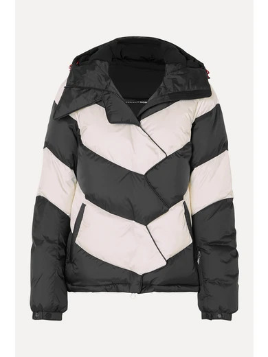 Perfect Moment - Hooded Two-tone Striped Quilted Down Ski Jacket - Black | NET-A-PORTER (US)