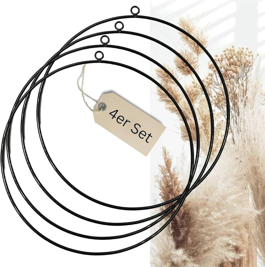 Bada Bing Set of 4 Decorative Rings for Hanging in Black Metal Ring Diameter Approx. 33 cm Approx... | Amazon (DE)