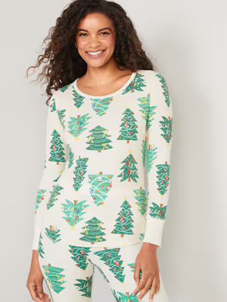 Printed Thermal-Knit Long-Sleeve Pajama Top for Women | Old Navy (US)