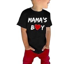 rrhss Toddler Mama's Boy Cotton Shirt Baby Valentines Day Tee | Amazon (US)