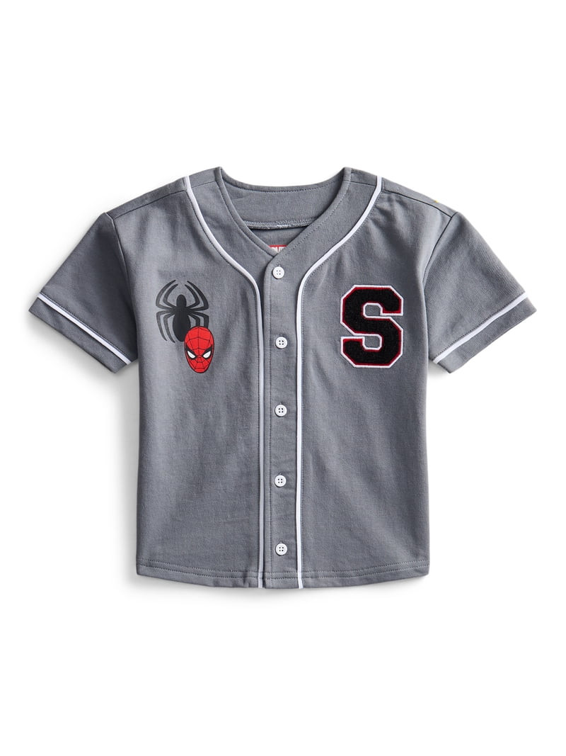 Marvel Spider-Man Toddler Button Down Baseball Jersey with Short Sleeves, Sizes 12M-5T | Walmart (US)