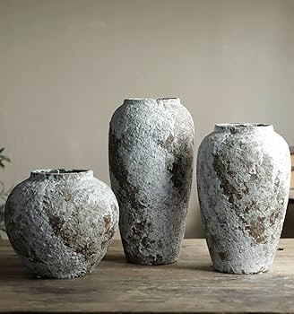 Rustic Ceramic Circular Flower Vase, Vintage Floor Tall Vases Farmhouse Decor for Living Room Ent... | Amazon (US)