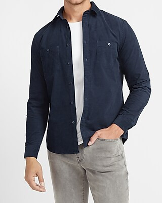 Solid Stretch Corduroy Shirt | Express