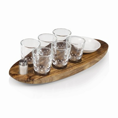 Picnic Time 9pc Cantinero Shot Glass Serving Set: Hardwood & Glass Shooter Tray for Parties & Events | Target