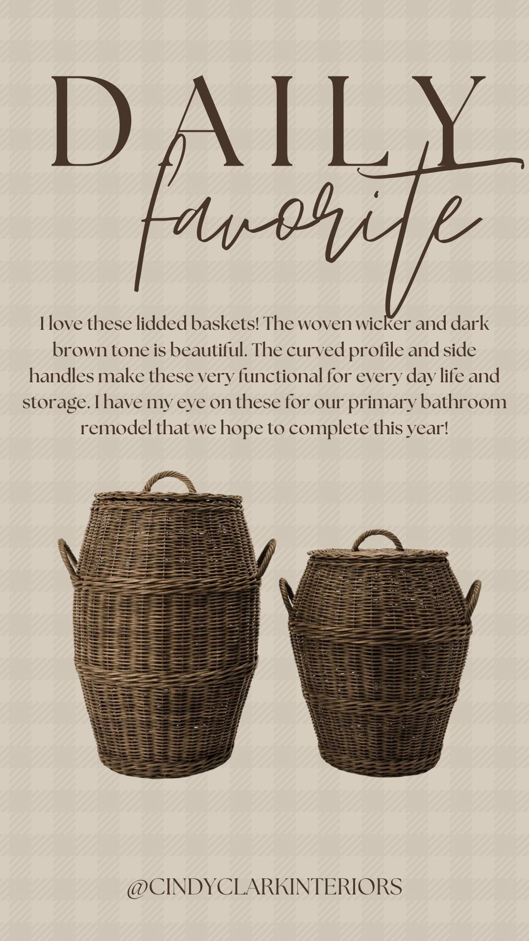 I love these lidded baskets! The woven wicker and dark brown tone is beautiful. The curved profile and side handles make these very functional for every day life and storage. I have my eye on these for our primary bathroom remodel that we hope to complete this year!

#LTKHome