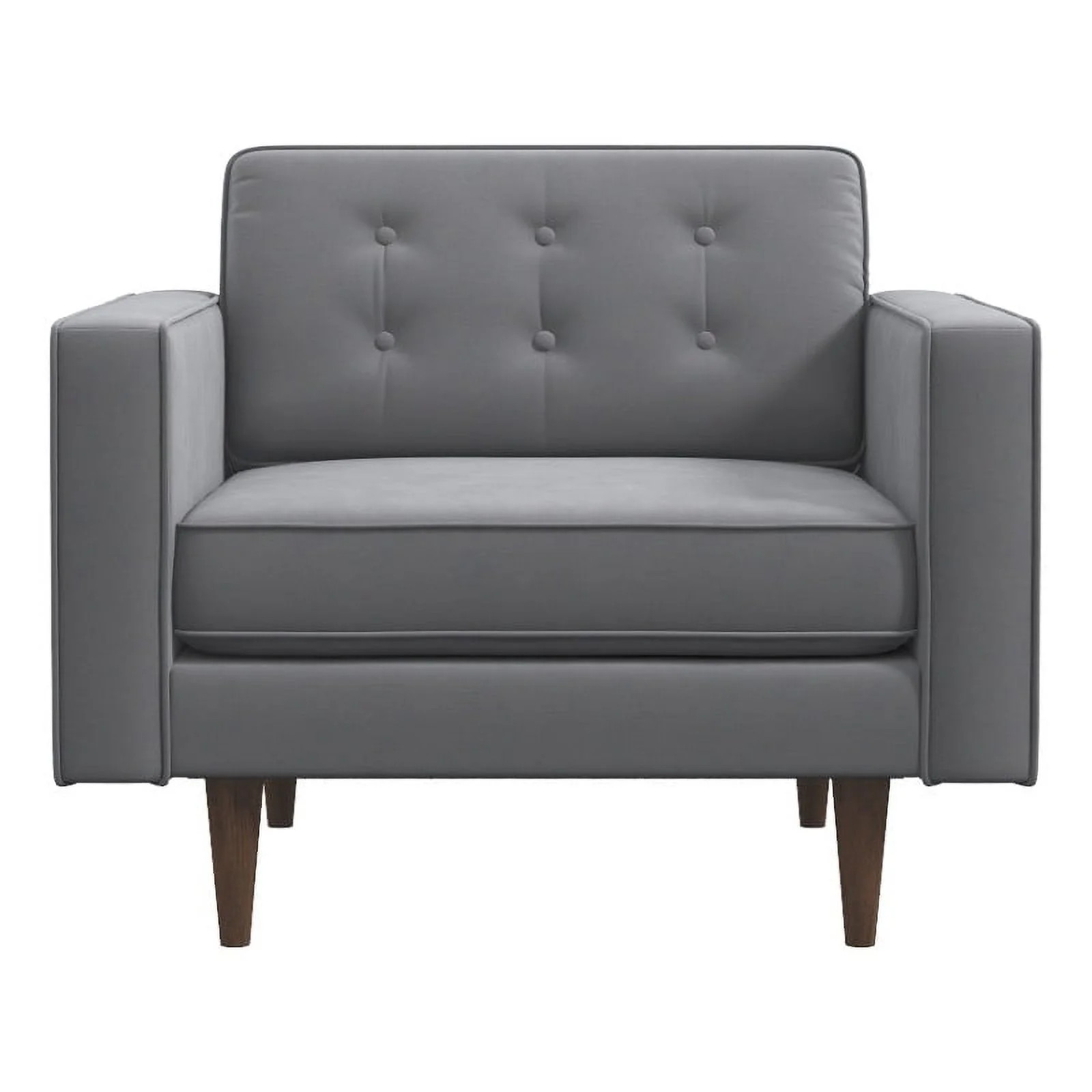 Harriet Mid Century Modern Furniture Style Velvet Accent Armchair in Gray | Walmart (US)