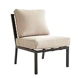 LOKATSE HOME Patio Dining Chair Modern Outdoor Single Sofa Armless Metal Bistro Cushioned Furniture  | Amazon (US)