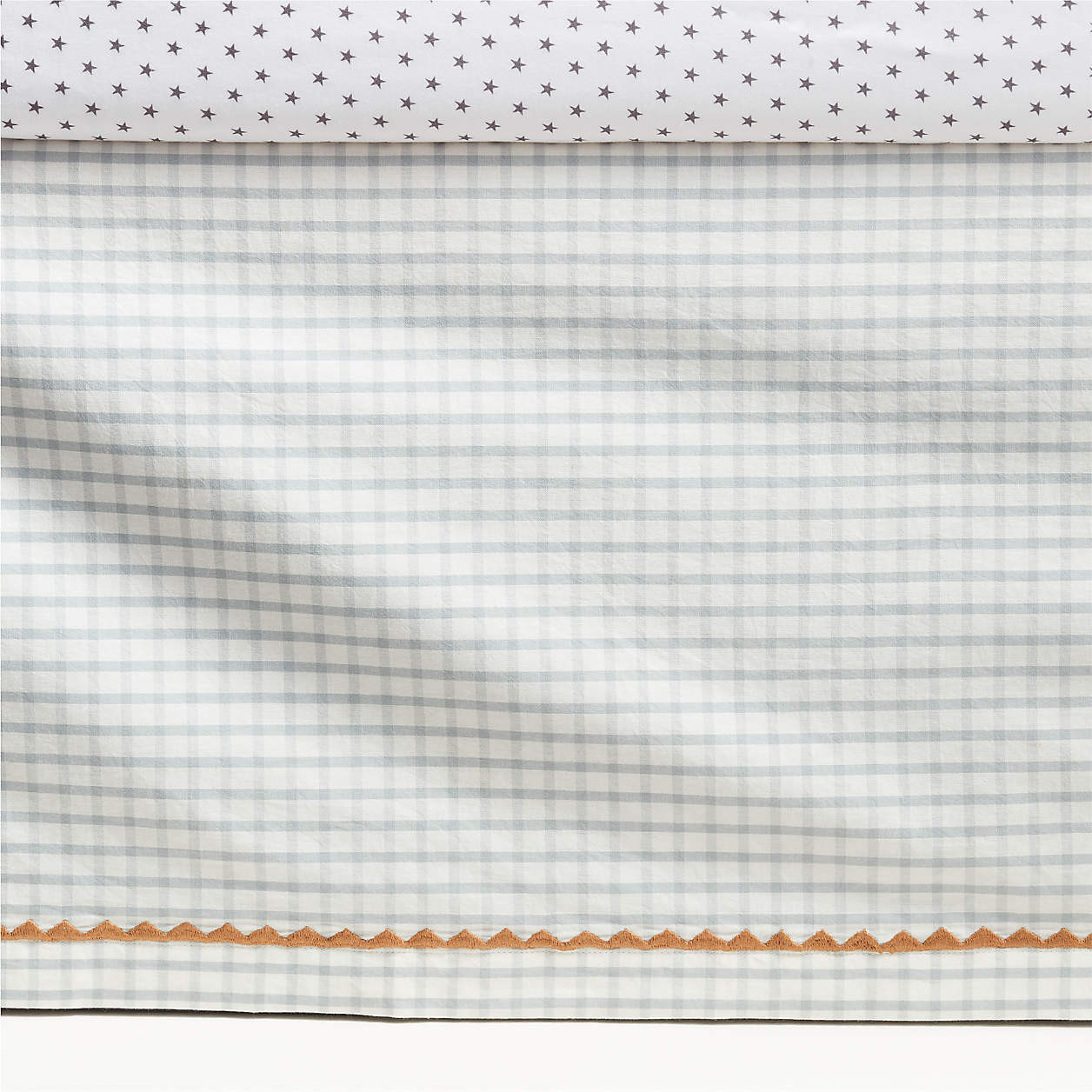 Blue Windowpane Plaid Organic Cotton Baby Crib Skirt + Reviews | Crate & Kids | Crate & Barrel