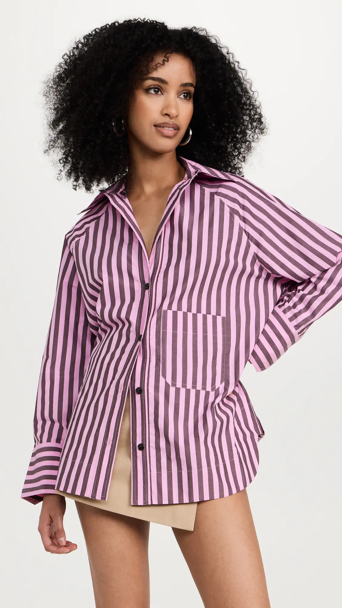 GANNI Stripe Cotton Oversize Raglan Shirt | Shopbop | Shopbop
