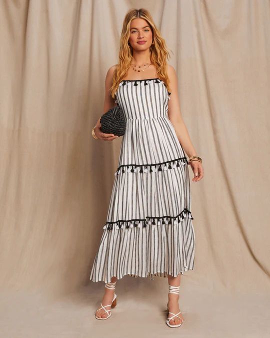Paislee Tassel Striped Tiered Midi Dress | VICI Collection