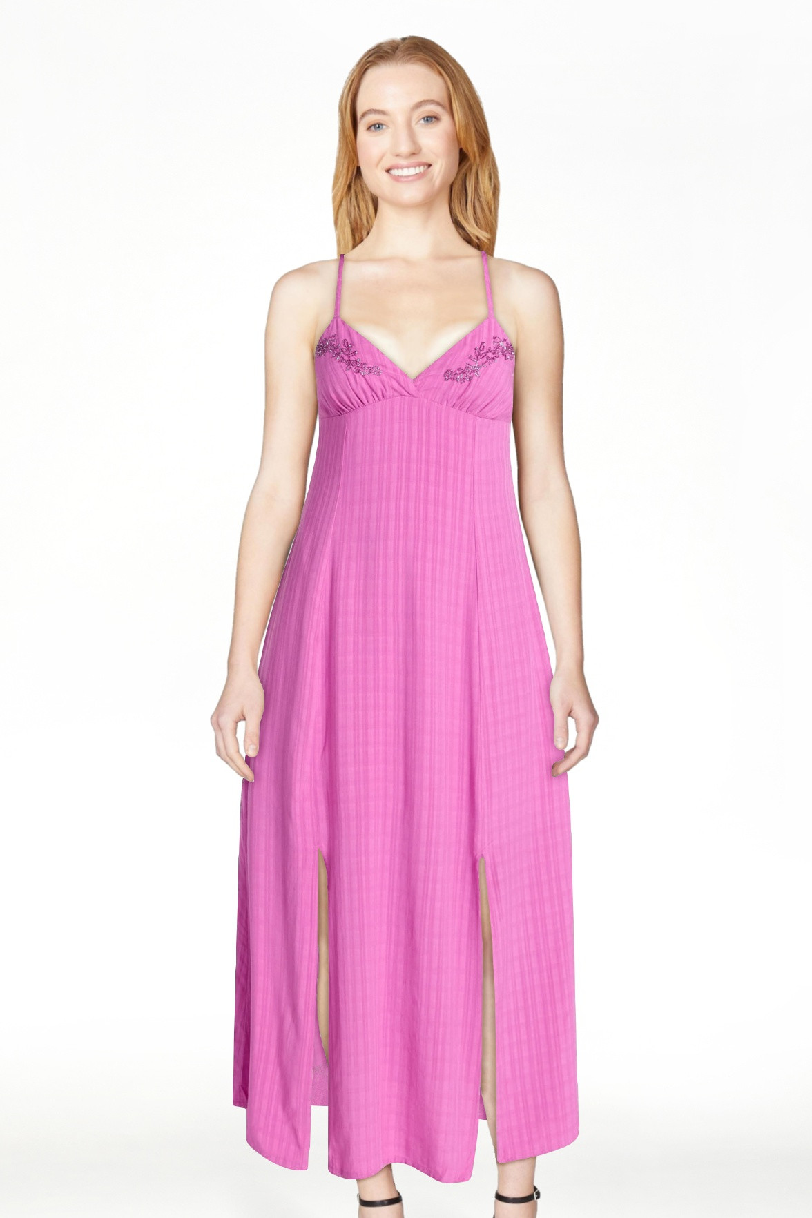 No Boundaries Beaded Maxi Dress with Slits, Women's XXS-XXL | Walmart (US)