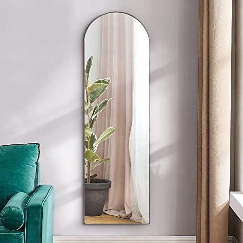 Kasibie Arched Full Length Mirror, 47"x14.5" Wall Mounted Mirror, Over The Door Hanging Mirror, Lean | Amazon (US)