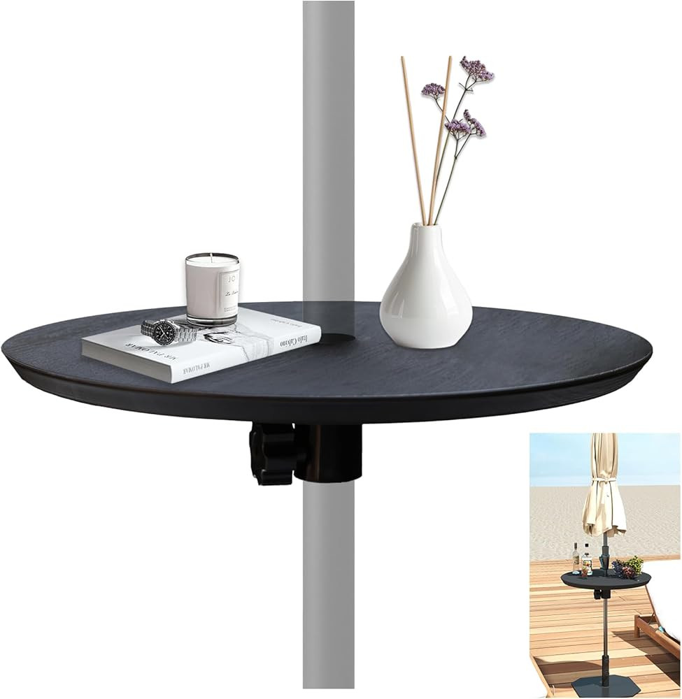 C-Hopetree Patio Outdoor Umbrella Table Tray with 1.5" Hole, Small Round Top for Backyard, Pool, ... | Amazon (US)