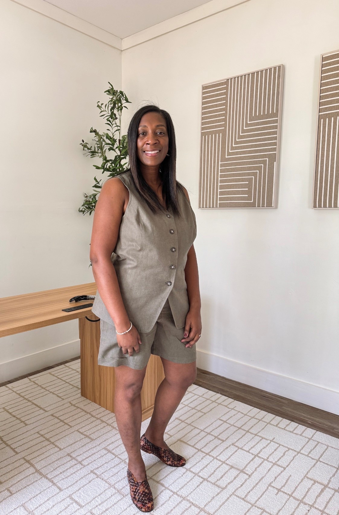 Moss Green Linen Vest and Shorts 

#LTKSeasonal #LTKootd #LTKOver40