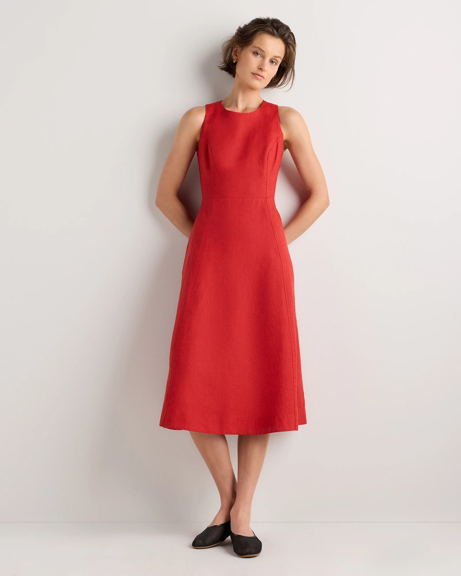 100% European Linen High Neck Midi Dress | Quince