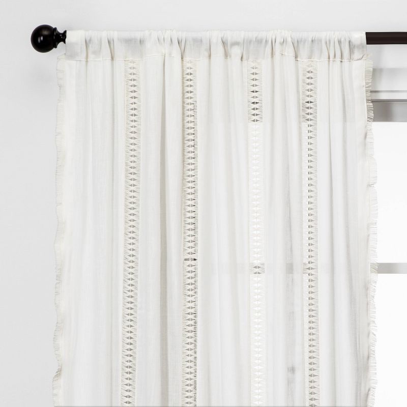 1pc 42"x84" Light Filtering Lace Trim Curtain Panel Sour Cream - Opalhouse™ | Target