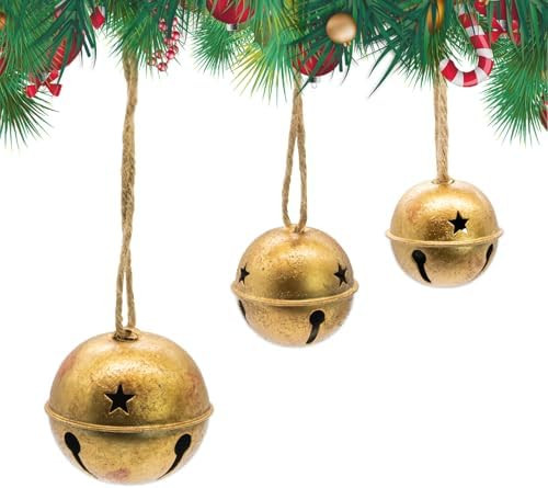Christmas Jingle Bells Vintage Gold Brass Bells with Jute Rope for Rustic Christmas Decor Wreaths... | Amazon (US)