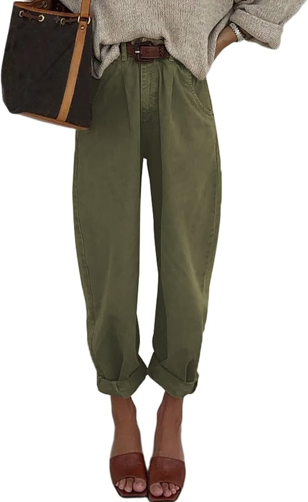 Astylish Womens High Waisted Baggy Jeans Boyfriend Cropped Loose Denim Pants | Amazon (US)