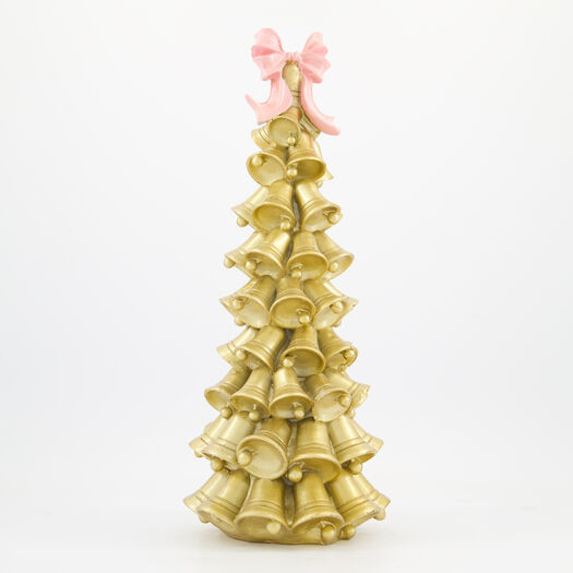 Gold Tone Bell Tree Christmas Decor 45x18cm | TK Maxx