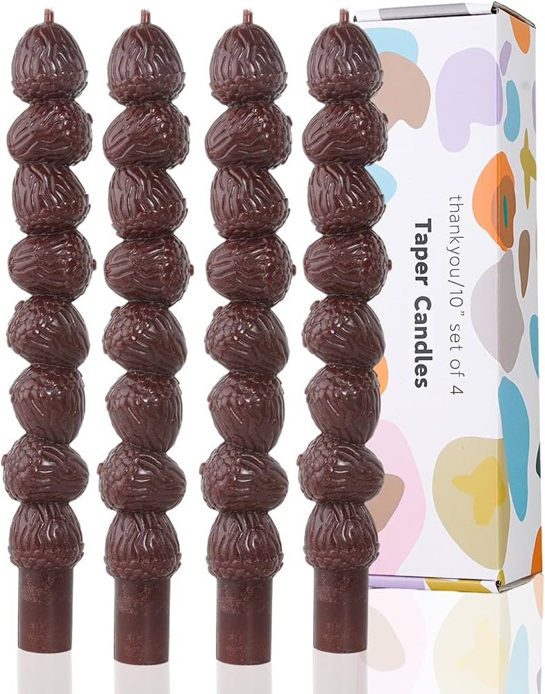 Brown Taper Candle 10 Inch Pinecone Candlesticks Rustic Decor Unscented Dripless Tapered Candle S... | Amazon (US)