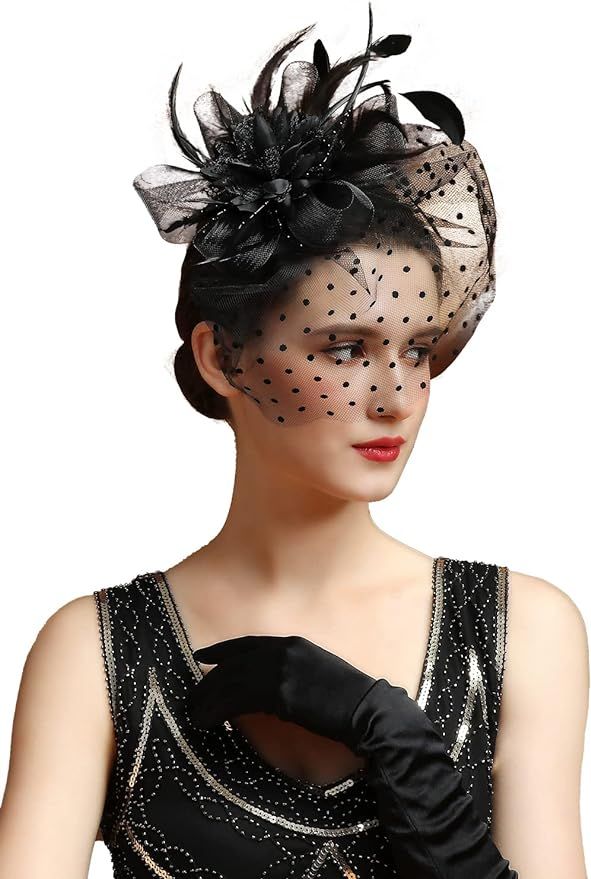 Fascinators Hat Feather Headband Women's Fascinators Tea Party Headwear with Clip Derby Hat for G... | Amazon (US)
