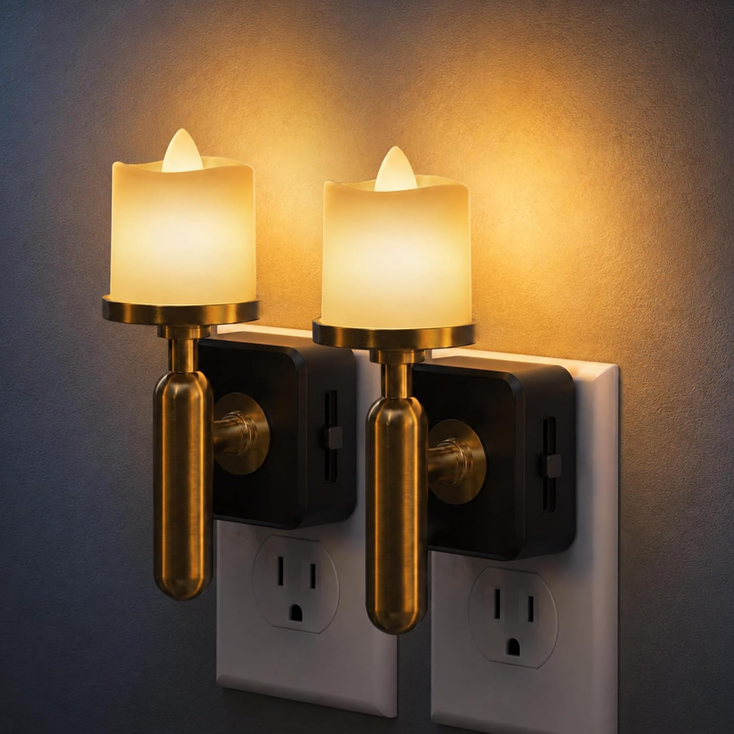 JandCase Candle Night Light, 2 Pack Night Lights Plug into Wall | Amazon (US)