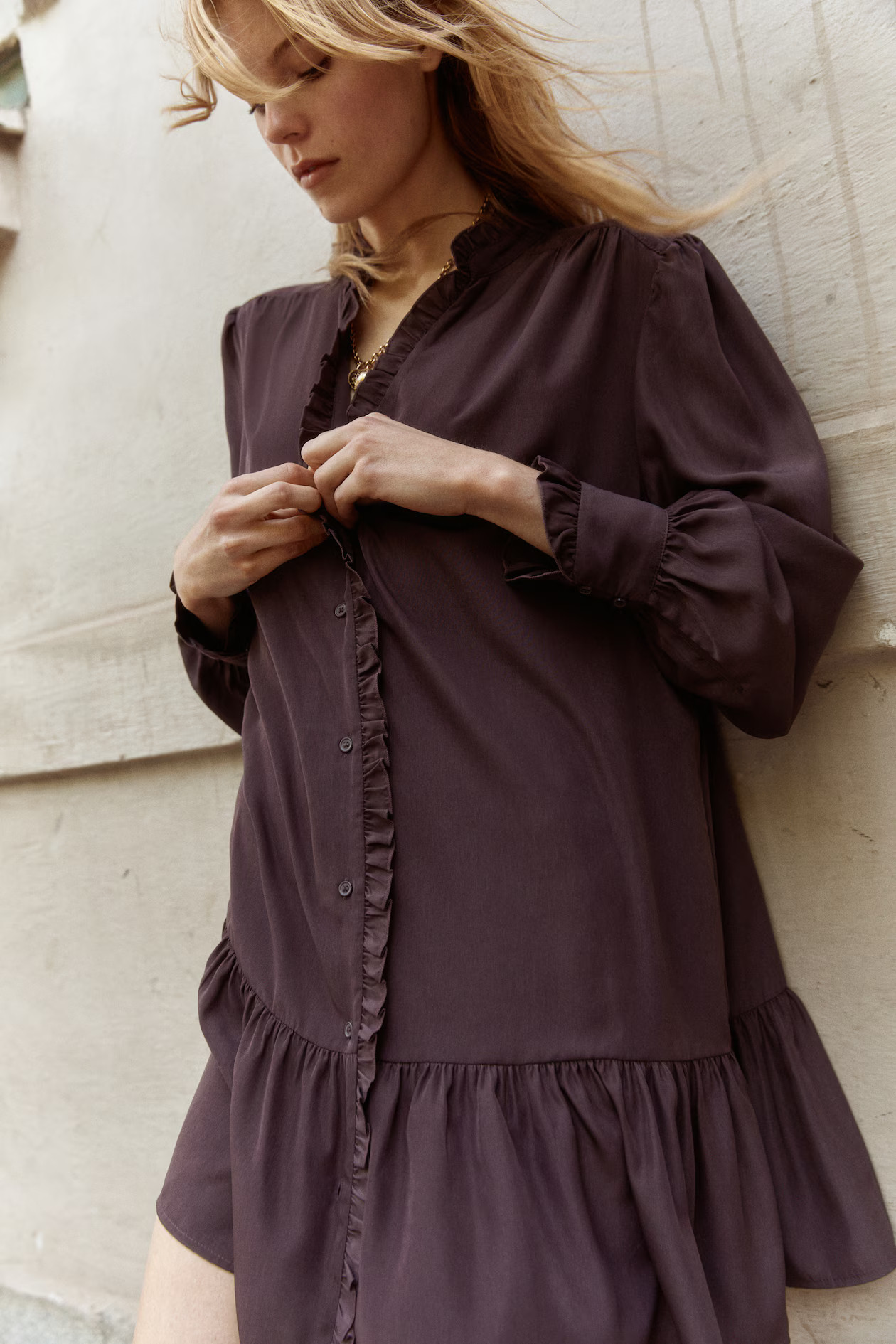 Frill-trimmed shirt dress | H&M (UK, MY, IN, SG, PH, TW, HK)