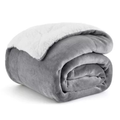 Bedsure Sherpa Fleece Blanket, Gray | Belk