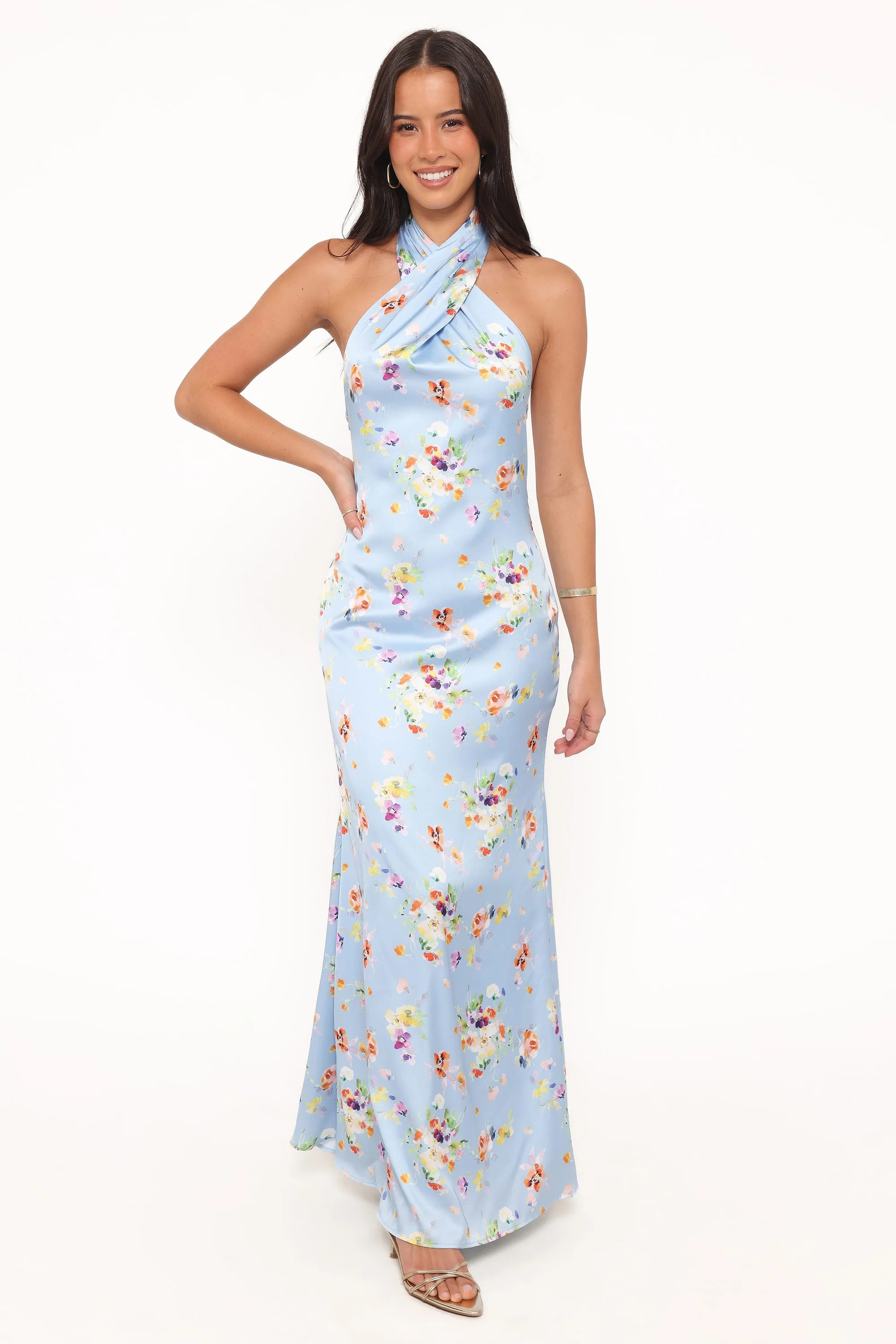 Mila Halterneck Maxi Dress - Cornflower Blue Floral | Petal & Pup (US)