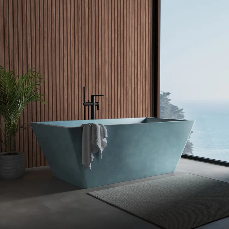 NativeStone 66" x 34" Freestanding Soaking Cement Bathtub | Wayfair North America