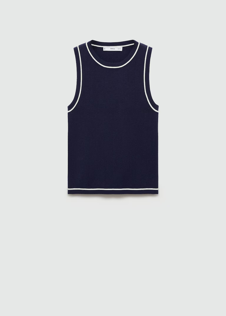 Knitted top with contrasting finish - Woman | MANGO United Kingdom | MANGO (UK)