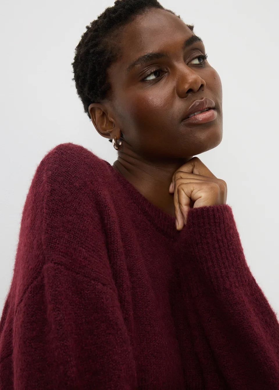 Burgundy Fluffy Oversized Jumper | Matalan (UK)