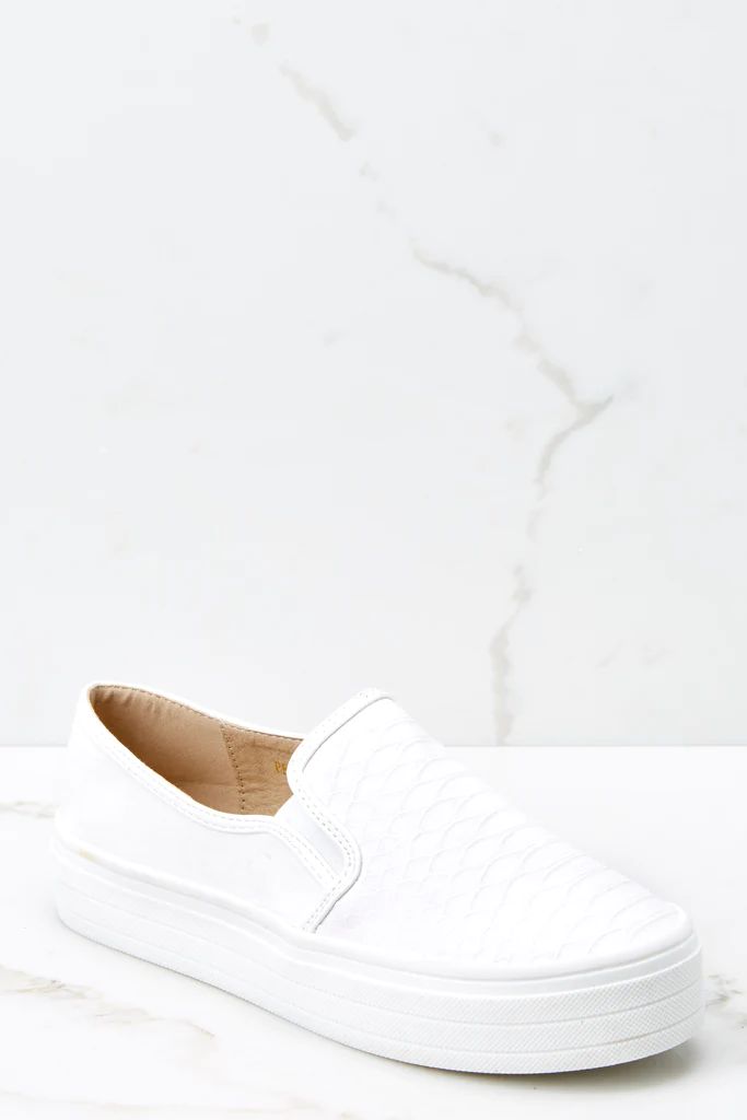 Into High Gear White Slip On Sneakers | Red Dress 