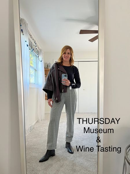 What to wear in Paris for a day at the museums and a wine tasting:

Layers, comfy pants (a steal!), shoes that can be worn for miles of walking!

Leather jacket - 6
Shirt - M (I sized up)
Pants - S
Booties - 8

#LTKstyletip #LTKunder50 #LTKtravel