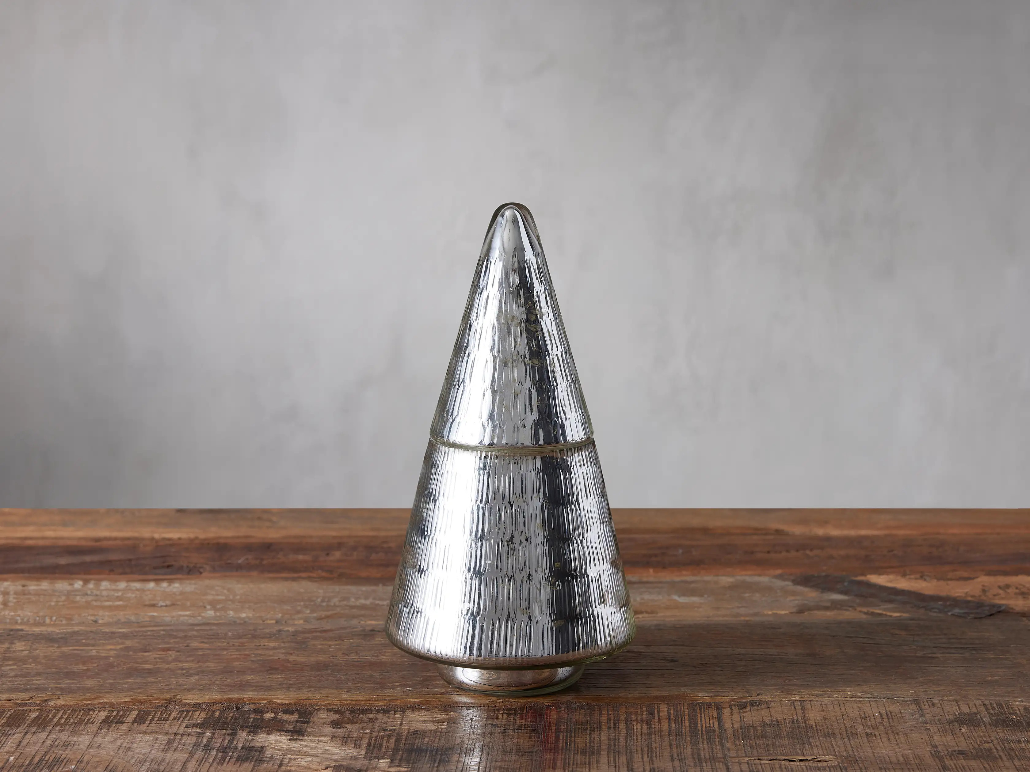 Chiseled Silver Tree Filled Candle | Arhaus