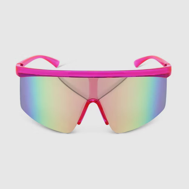 Women's Crystal Plastic Shield Sunglasses - Wild Fable™ Pink | Target