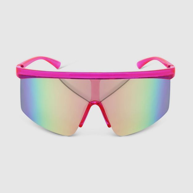 Women's Crystal Plastic Shield Sunglasses - Wild Fable™ Pink | Target