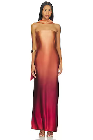 NBD The Coralena Maxi Dress in Deep Red & Gold Ombre from Revolve.com | Revolve Clothing (Global)